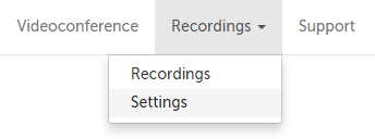 Recordings -> Settings